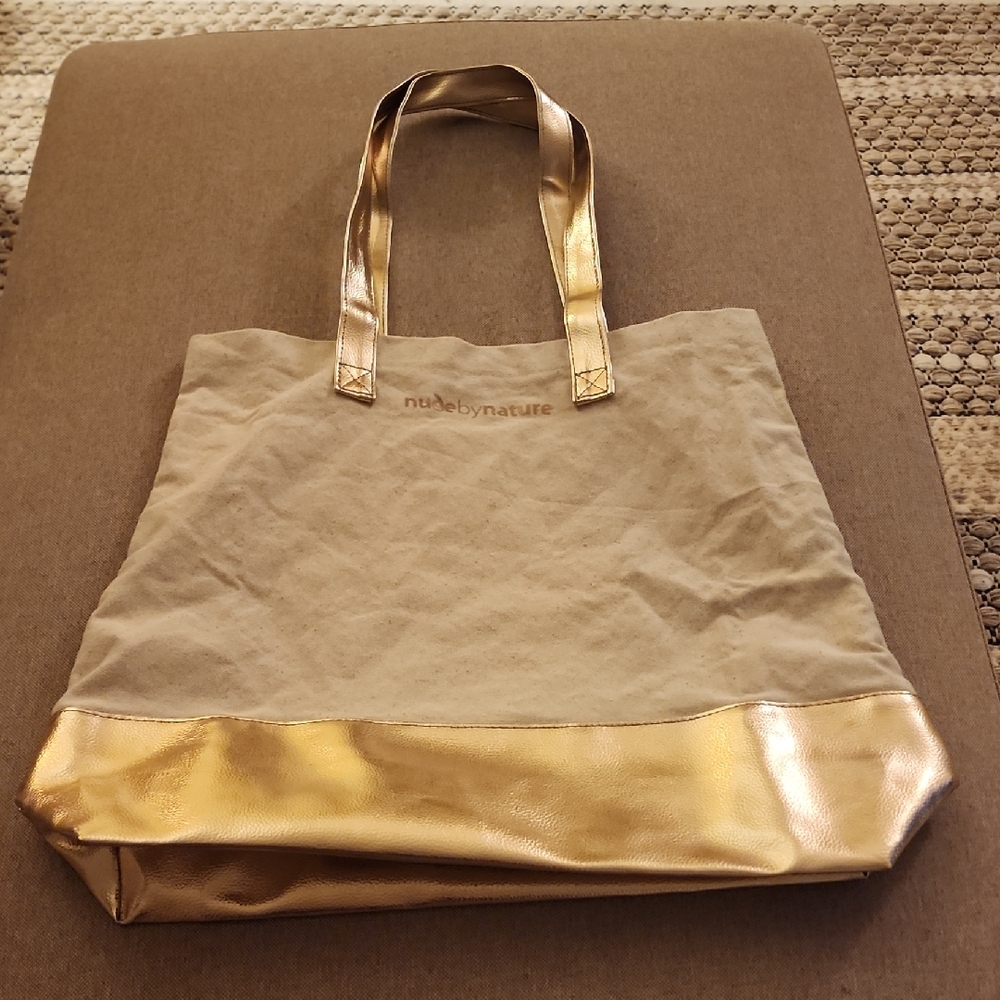 Nude By Nature Gold and Tan Tote Bag